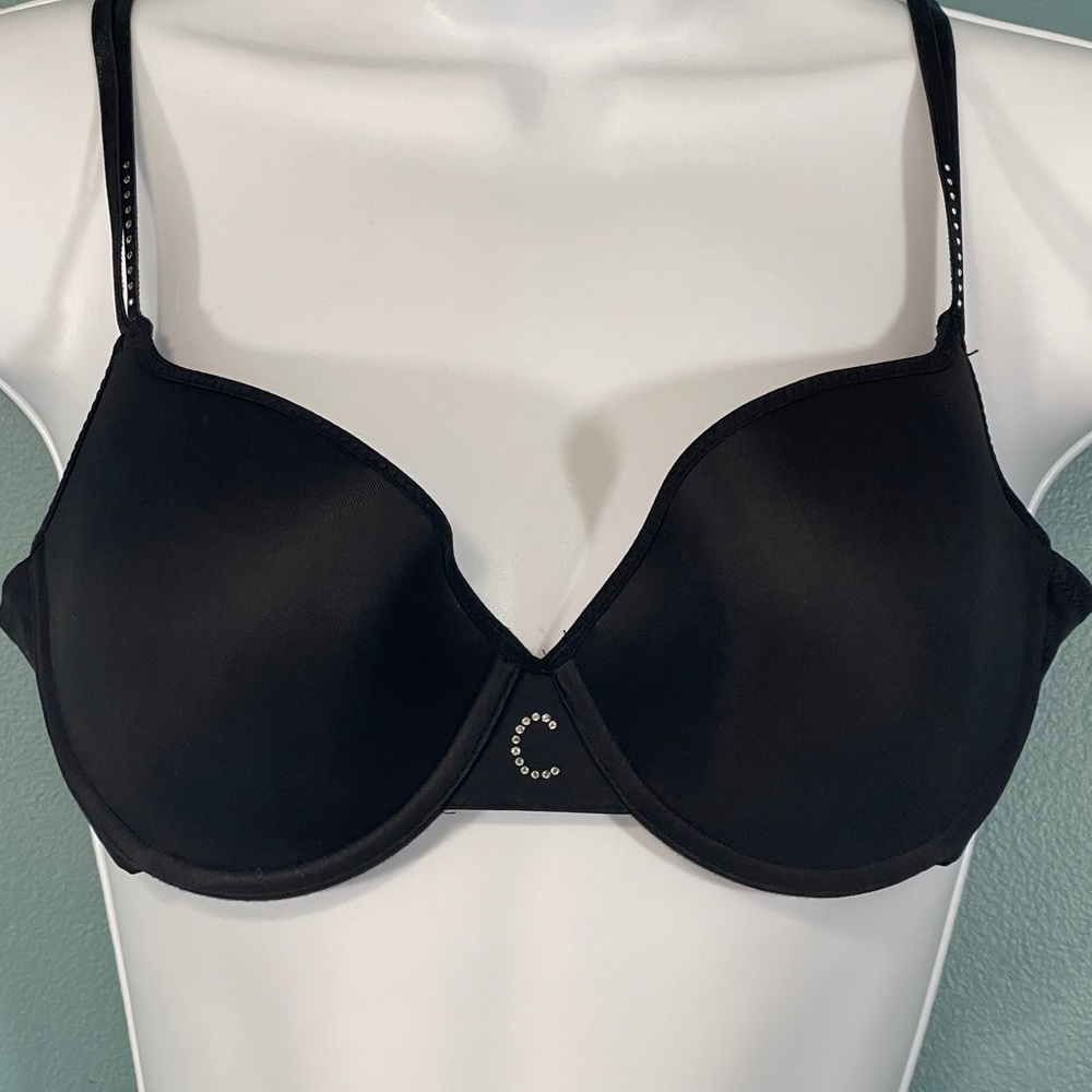 Chantelle Black Demi Lined Swarovski Crystal Bra Size 36B